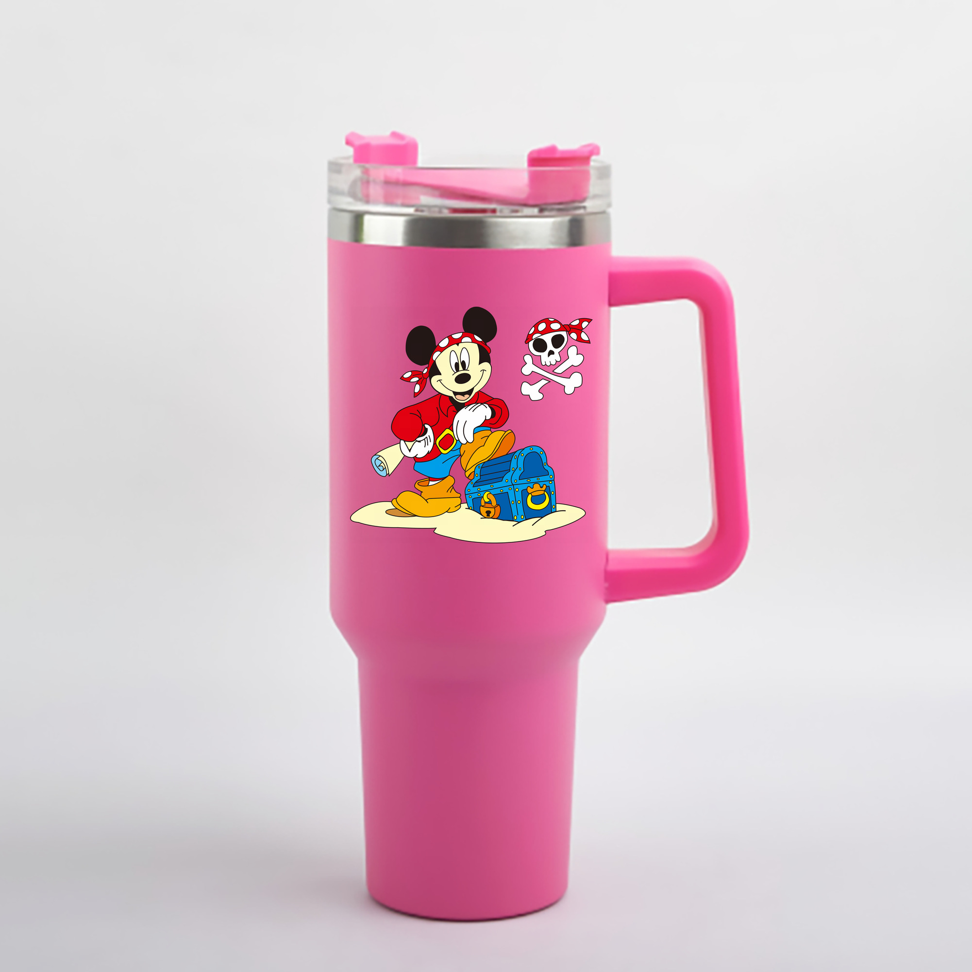 （画像用） ミッキーマウス Mickey Mouse 1200mL車用タンブラー - クリスタルステッカー（プラスチックストロー付き）